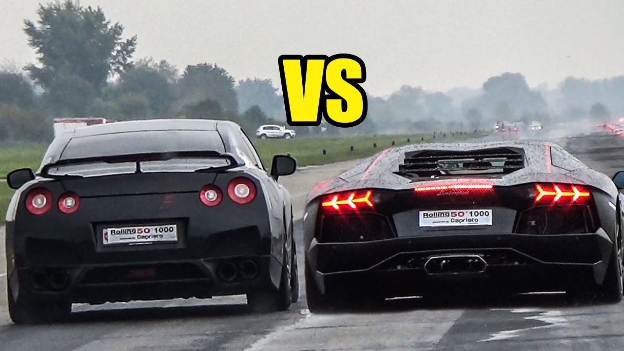 Nissan GTR R35 VS Lamborghini Aventador LP700-4 - DRAG RACE! - YouTube