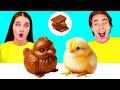 チョコレートの食べ物 vs 本物の食べ物のチャレンジ | 面白いフードハック TeenChallenge