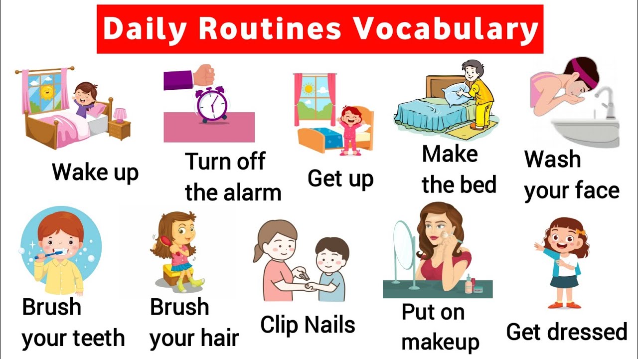 ⁣Vocabulary: 40+ Daily Routine vocabulary with sentence | listen and practice