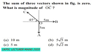 the sum of three vectors shown in fig. is zero. What is magnitude of OC ?(a)10 m(b)5√5 m(c)5m(d)5√2m