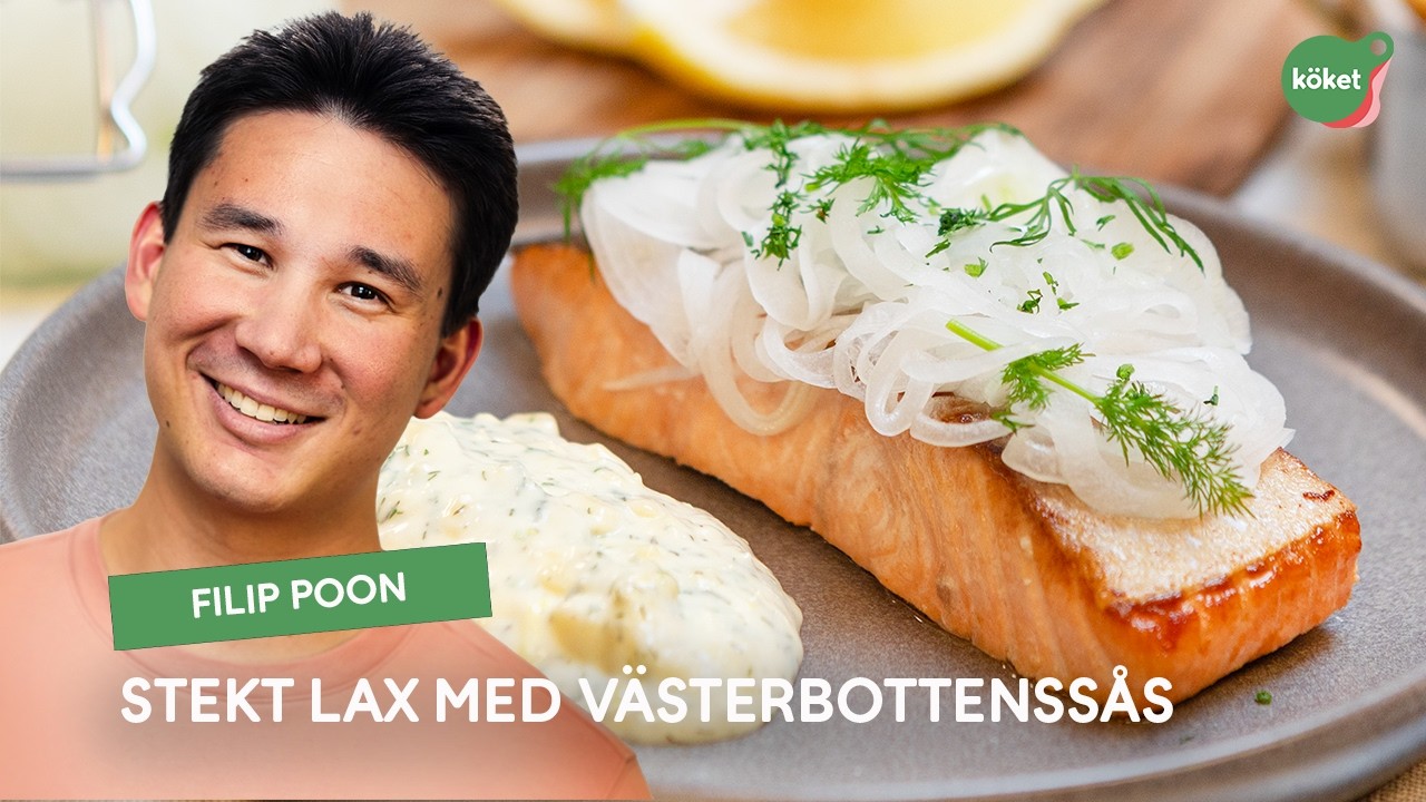 Stekt lax med pommes och västerbottensdipp - Köket
