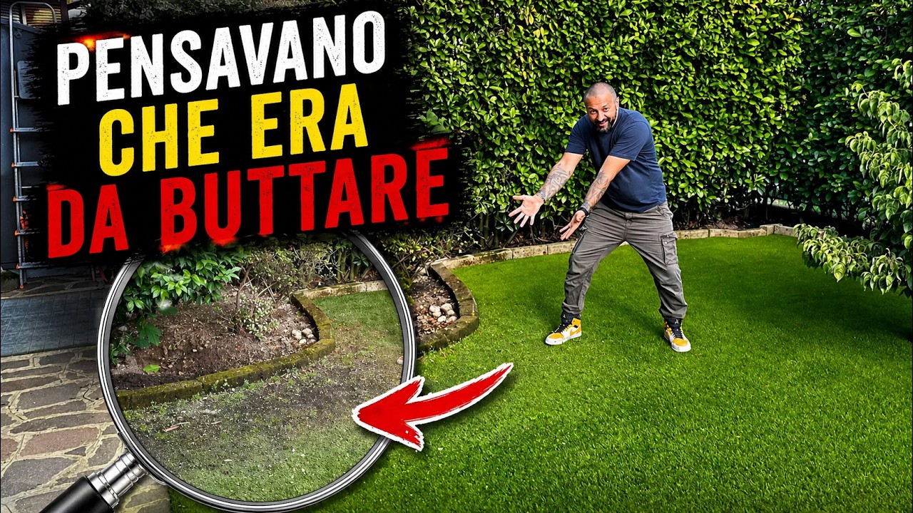 Dimostrazione manutenzione straordinaria giardino in erba sintetica