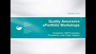 CMRTO Quality Assurance Workshop 2013