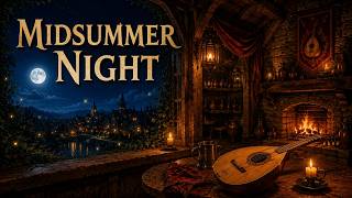 Midsummer Night at The Minstrel's Tavern🌙Medieval Tavern Ambience | Lute,Crickets&Fireplace| 3 Hours screenshot 4