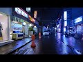 Walking on a rainy night in jeju city south korea  4k ambience