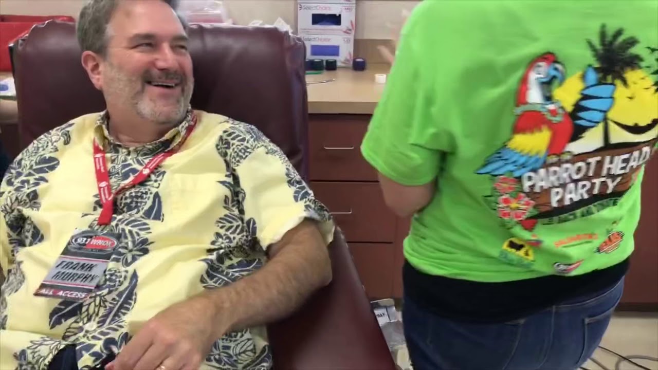 Frank Murphy at MEDIC Regional Blood Center’s Parrot Head Party on Facebook Live