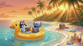 Bluey & Stitch Floating Story Time 🌊 Summer Camp Lofi Beats to Study& Work 🏝️ Serene Beach Sunset screenshot 3