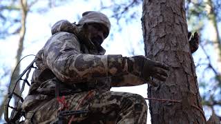 THREE in ONE method! 3 climbing sticks, a treestand, a bow, up the tree in 1 trip, and hands free.