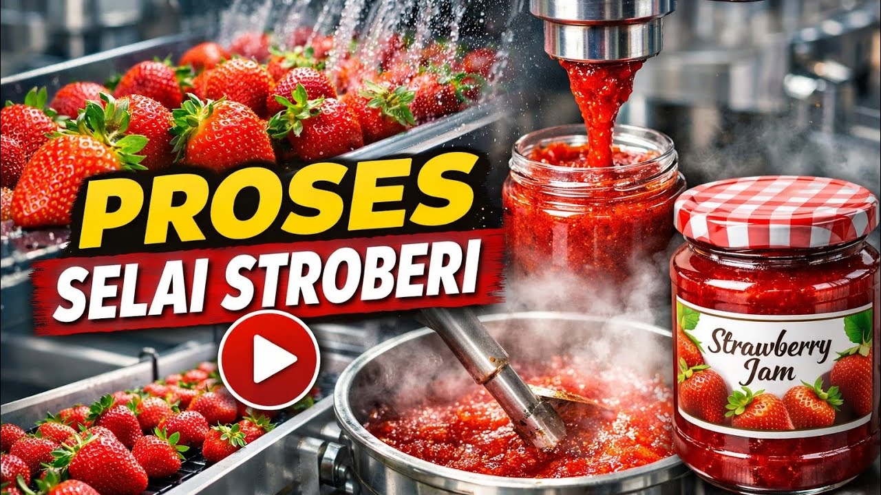 Proses Selai Stroberi dari Buah ke Toples