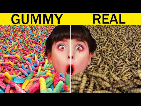 GUMMY VS REAL FOOD CHALLENGE || Funny Food Challenges