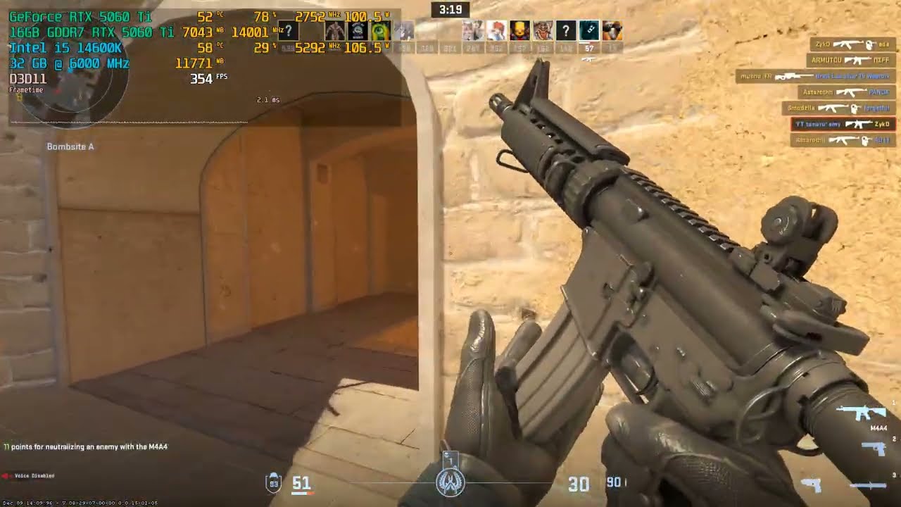 Counter Strike 2 - RTX 5060 Ti 16GB + i5 14600K | 1080P | HIGH Settings