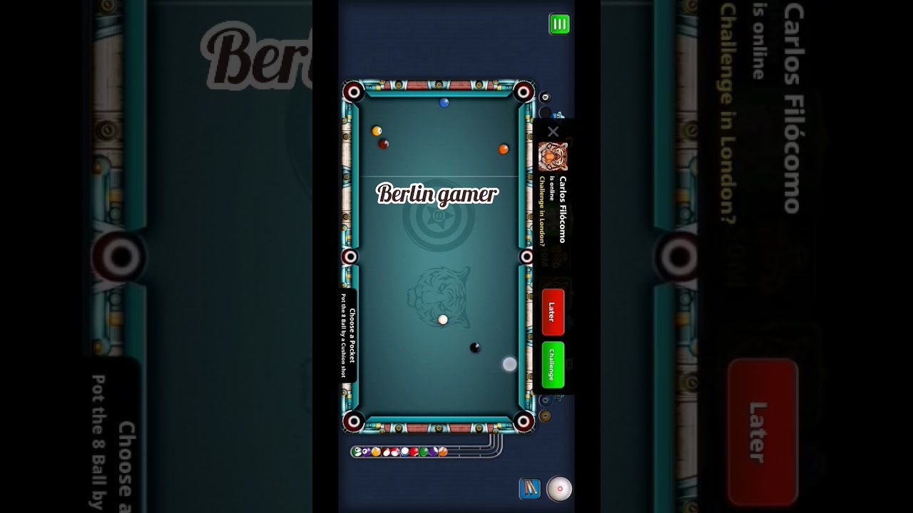 8 ball pool berlin platz short in 2023 || cushion shots of black ball 😜😀