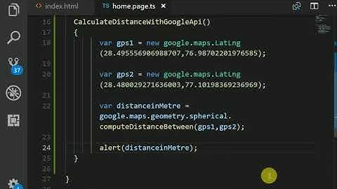 Calculate distance between two gps coordinates using google maps javascript api.