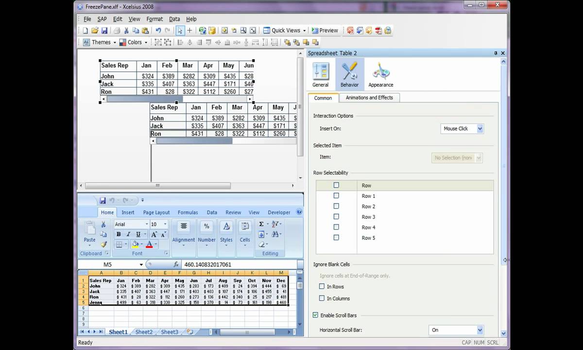 How to Freeze Panes in Xcelsius (Spreadsheet Component) YouTube