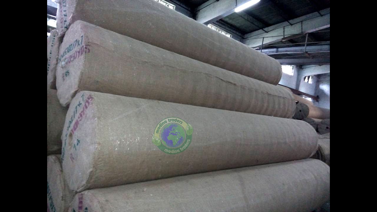 Jute Hessian Fabric Roll Knitting production for Peru market inside jute factory from Bangladesh