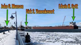 Three ships lined up for the lock opening tonight! Shipping season starts in just a few hours!