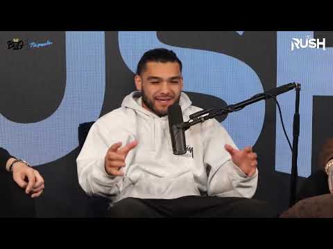 Crowd, Press Conference, Microphone. Text: RUSH