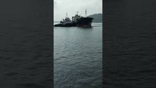 oil Tanker Vessel Pushing By Tug