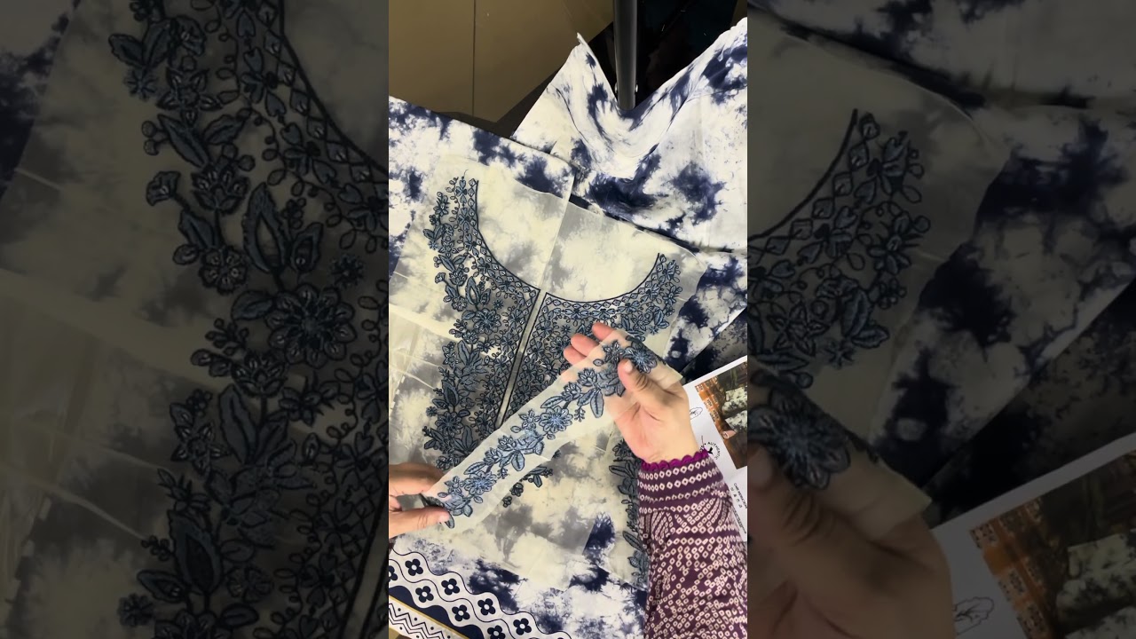 3 piece sapphire lawn suit with embroidery patches Price Rs 3,500/- 