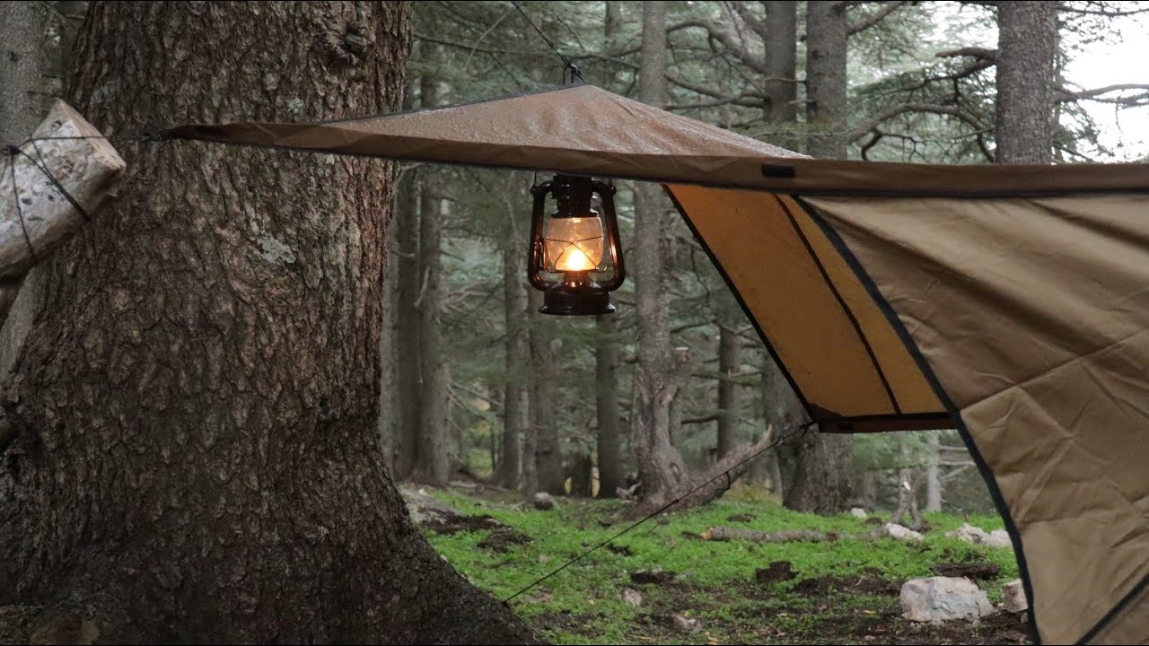 Hot Tent Camping in Heavy Rain YouTube