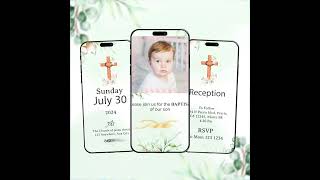 Baptism Ceremony Invitation Video Christening Invitation Video Invito AI 1079