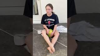 Sisters crush watermelons with legs