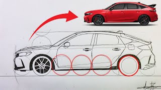 Como Dibujar UN HONDA CIVIC 2024