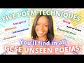 Five literature techniques youll find in any unseen poem  gcse poetry devices  free revision pack