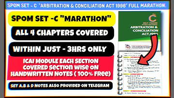 SPOM SET C Full MARATHON  "Arbitration & Conciliation Act 1996" One shot || CA FINAL SPOM #unknownca
