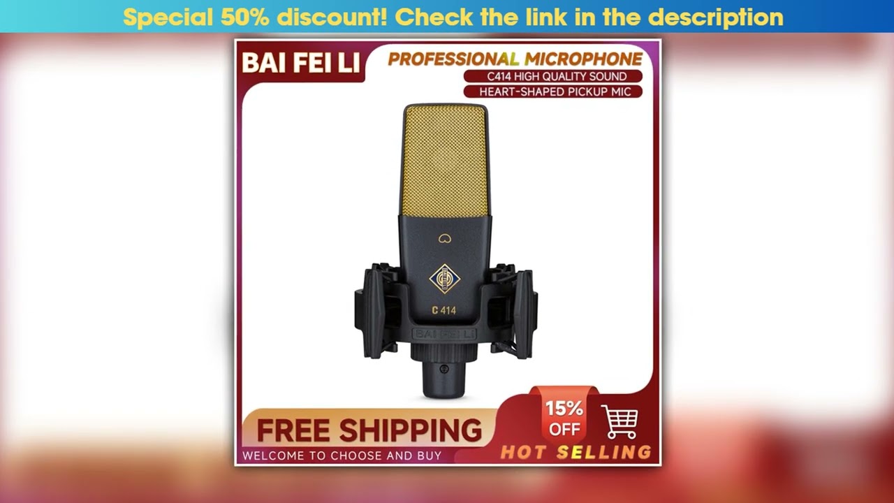 BAIFEILI C414 Professional Condenser Microphone XLR With 25mm Diaphragm Cardioid Mic for