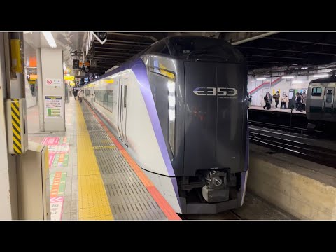 【ミュージックホーン有り！】E353系S114編成が回送電車としてMHを鳴らして新宿駅を発車するシーン！
