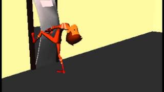 Stewart Failing at opening a door.