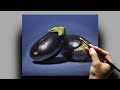 [油絵] 1時間50分で描くリアルなナスのメイキング | 描き方 | Oil Painting | -No.621