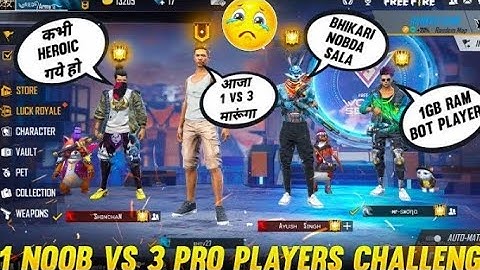 3 Random Grandmaster Player Call Me Noob challenge them 1 vs 3 custom room GARENA FREE FIRE
