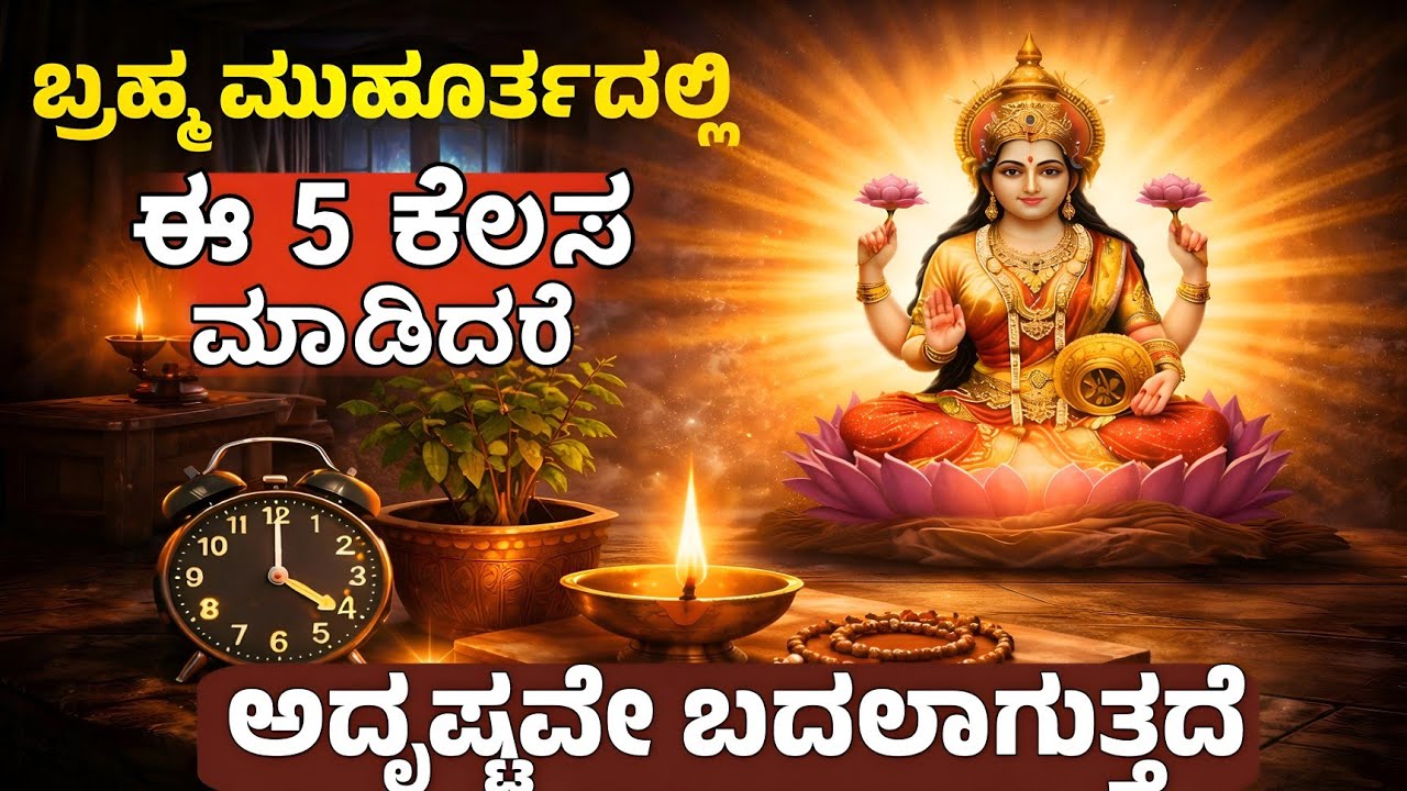 ಬ್ರಹ್ಮ ಮುಹೂರ್ತದಲ್ಲಿ ಬೆಳಿಗ್ಗೆ 4 ಗಂಟೆಗೆ ಈ 5 ಕೆಲಸ ಮಾಡಿದ್ರೆ ಅದೃಷ್ಟವೇ ಬದಲಾಗುತ್ತೆ!
