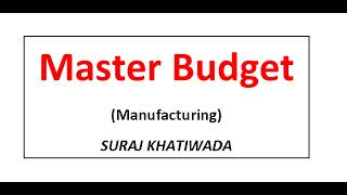 Master Budget - Manufacturing