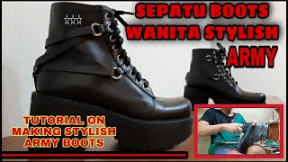CARA MEMBUAT SEPATU BOOTS  WANITA KOREA || STYLE SEPATU BOOTS WANITA