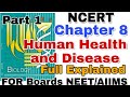 NCERT Ch-8 Human Health and Disease Notes class 12 Biology Full Command over NCERT For BOARDS & NEET