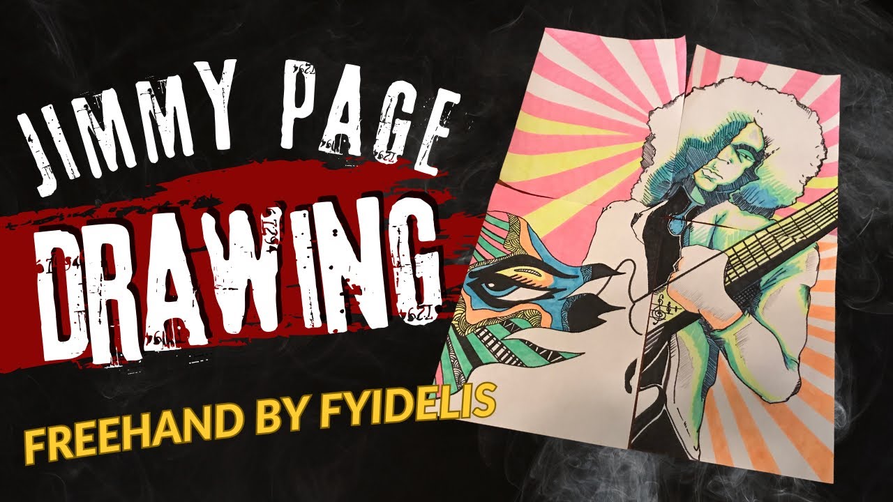 Jimmy Page Drawing w/ Pen and Highlighter