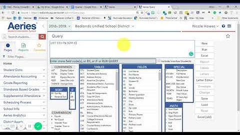 Aeries Query for Elementary Teachers