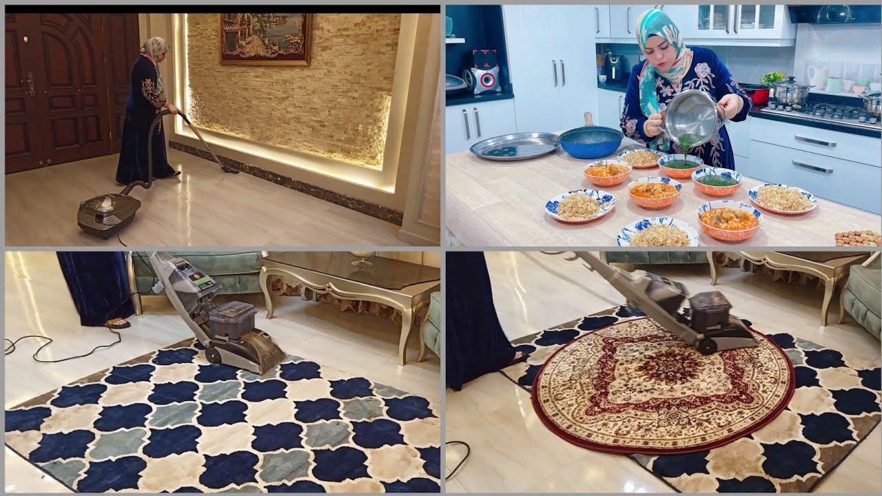 روتين النشاط غسلت السجاد وتنظيف وطبيخ الله يمسيها بالخير جبتلي الحلو كله