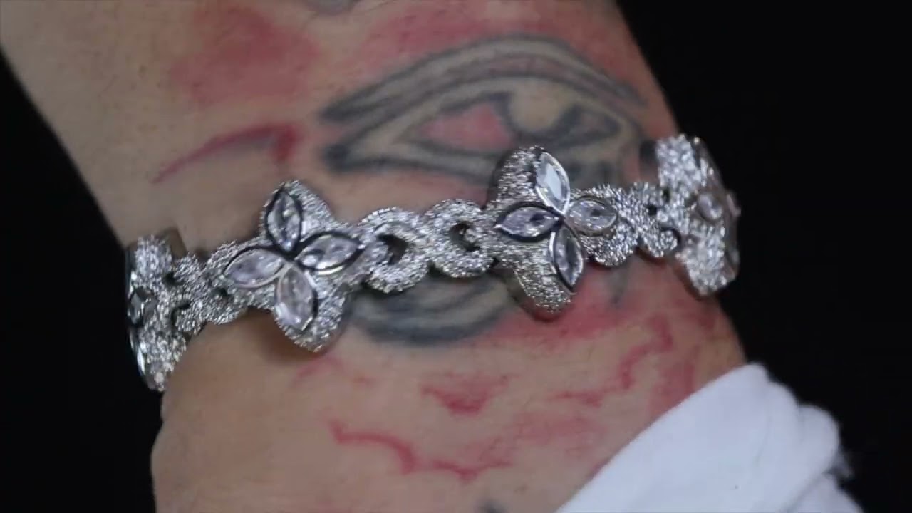 Infinity Link Bracelet | Men's Diamond Bracelet | Diamond Clover Bracelet |  Hip Hop Clover Bracelet