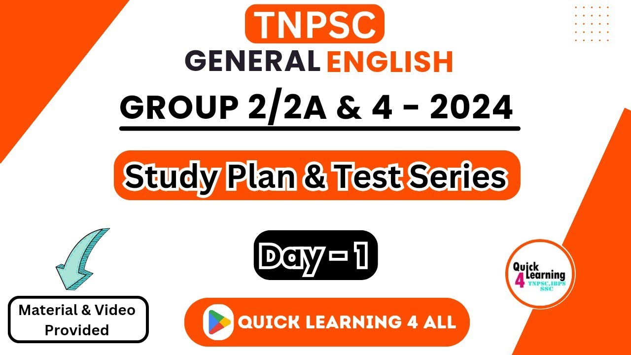 Day - 1 TNPSC Group 2/2A General English | 2024 | Study Plan & Test ...