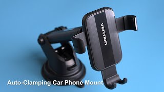 Vention Auto-Clamping Car Phone Mount With Suction Cup Black Square Type Kco