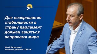 Юрий Загородний: Для возвращения стабильности в страну парламент должен заняться вопросами мира