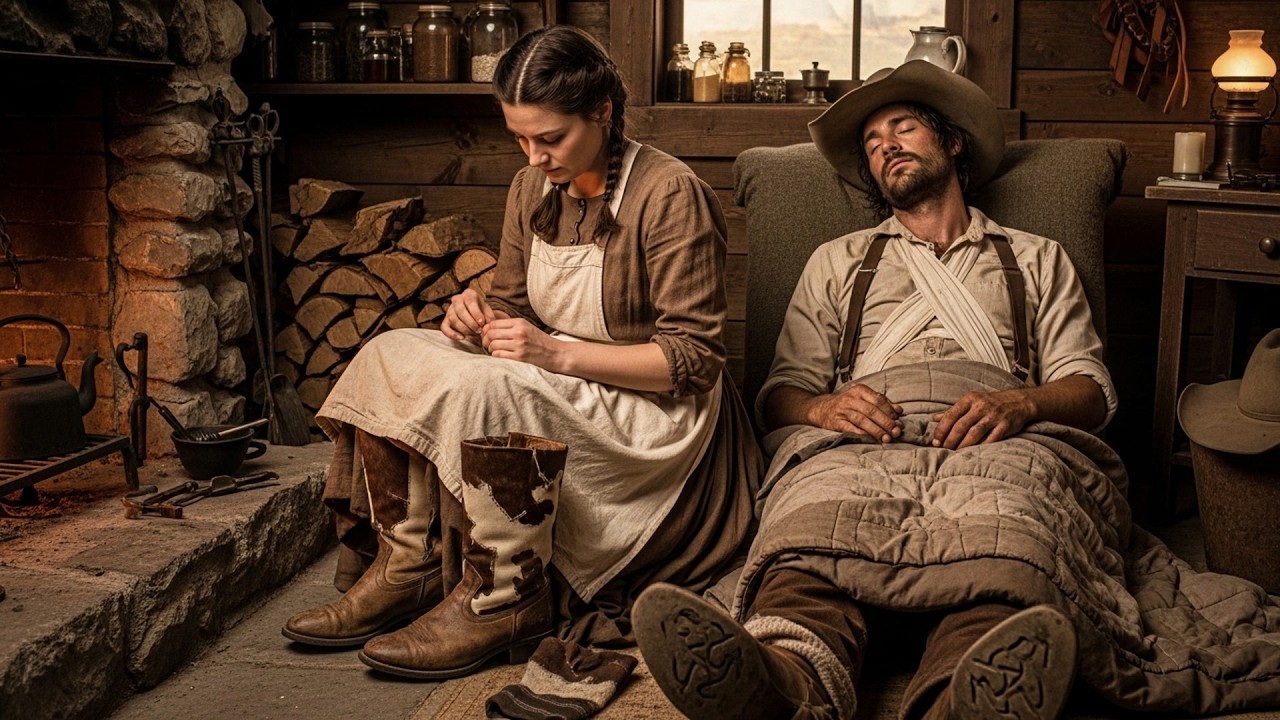 His Boots Were Worn Clean Through To His Skin, She Mended Them While He Slept By The Hearth