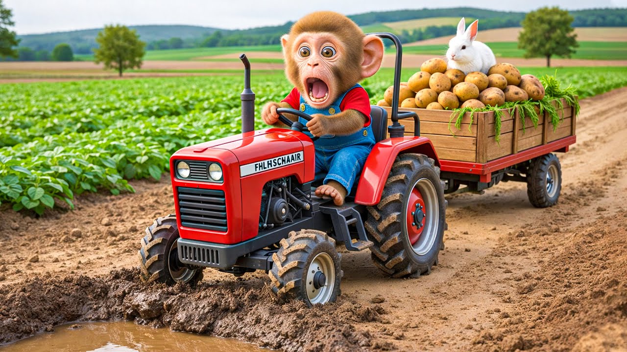 Monkey CoCo’s Potato Harvest Turns Into a Heroic Rescue | Saving a Trapped Bunny!
