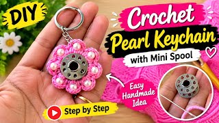 Crochet pearl keychain