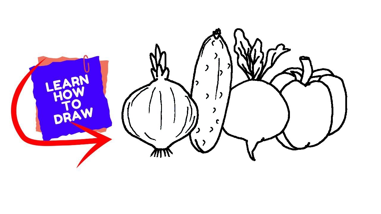 How To Draw Vegetables Vegetables Drawing Easy Simple YouTube