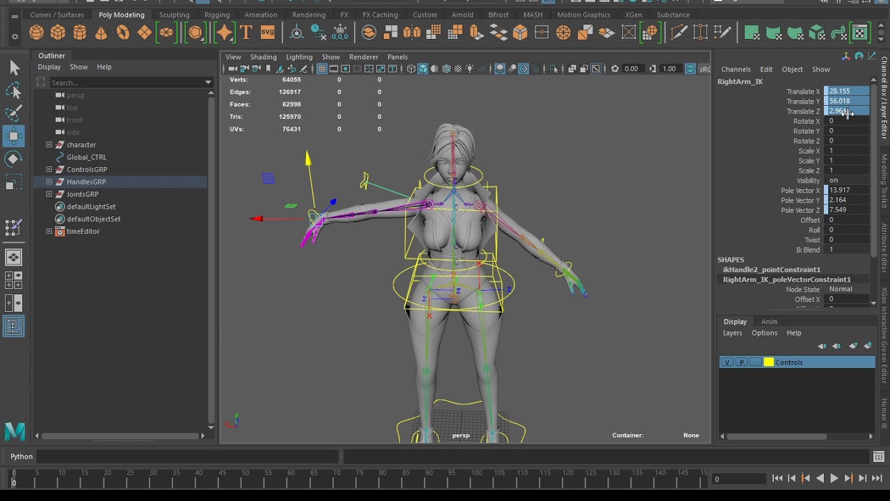 character rig autodesk maya - YouTube